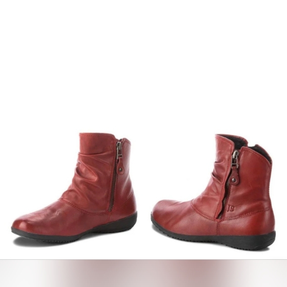 Josef Seibel Stylish Carmine Red Leather Slouch Boots Women's Sz EU 38, US 7-7.5 - Picture 2 of 15